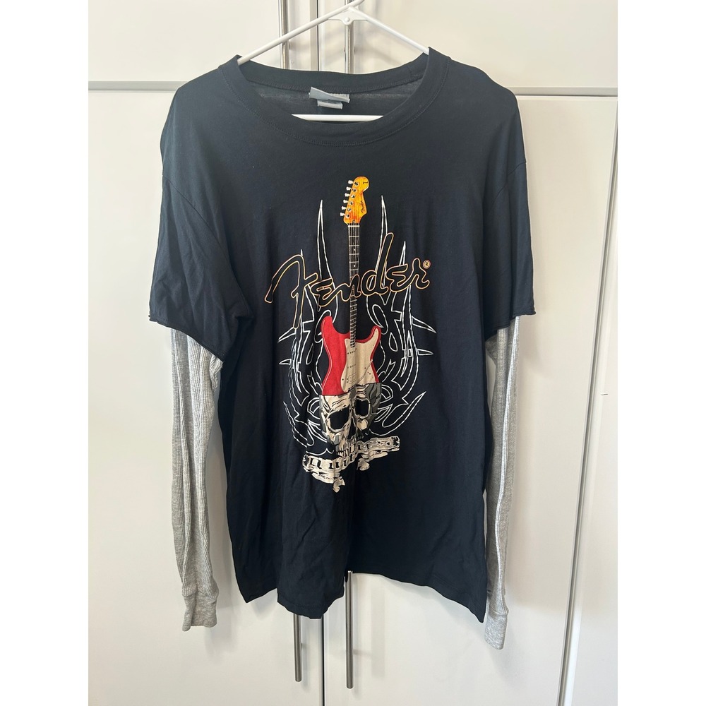 Fender Rock‎ & Roll Lifestyle Graphic Layered Thermal Long Sleeve Shirt Black XL